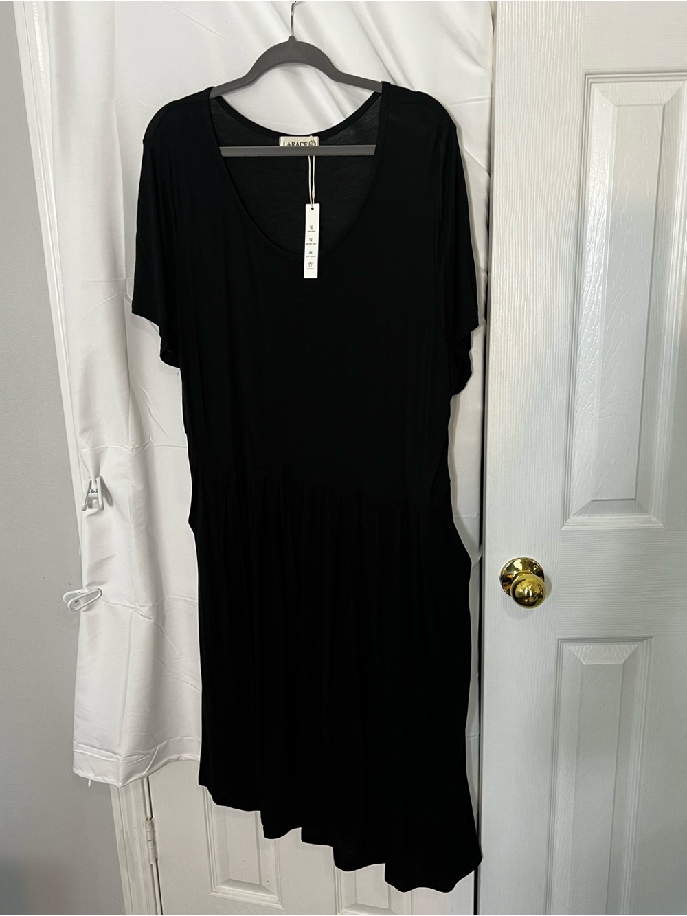 LARACE Black V-Neck Midi Dress with Flutter Sleeves